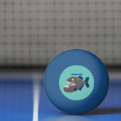 Grapjige piranha cartoon illustratie pingpongbal (Net)