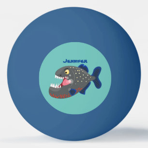 Grapjige piranha cartoon illustratie pingpongbal