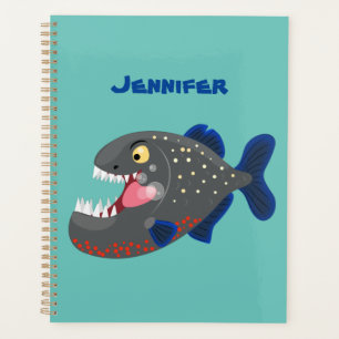 Grapjige piranha cartoon illustratie planner