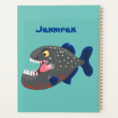 Grapjige piranha cartoon illustratie planner (Achterkant)
