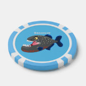 Grapjige piranha cartoon illustratie poker chips (Enkel)