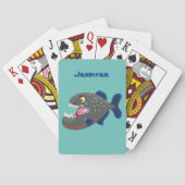 Grapjige piranha cartoon illustratie pokerkaarten (Achterkant)