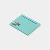 Grapjige piranha cartoon illustratie post-it® notes (Schuin)