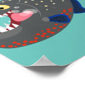Grapjige piranha cartoon illustratie poster (Hoek)