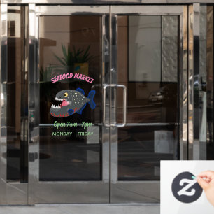 Grapjige piranha cartoon illustratie raamsticker