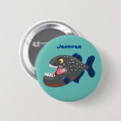 Grapjige piranha cartoon illustratie ronde button 5,7 cm (Voorkant /achterkant)