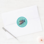 Grapjige piranha cartoon illustratie ronde sticker (Envelop)