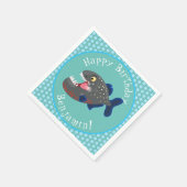 Grapjige piranha cartoon illustratie servet (Hoek)