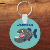 Grapjige piranha cartoon illustratie sleutelhanger (Voorkant)