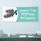 Grapjige piranha cartoon illustratie spandoek (Beurs)
