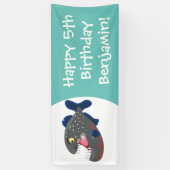 Grapjige piranha cartoon illustratie spandoek (Verticaal)