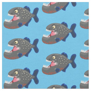 Grapjige piranha cartoon illustratie stof