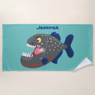 Grapjige piranha cartoon illustratie strandlaken