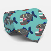 Grapjige piranha cartoon illustratie stropdas (Opgerold)