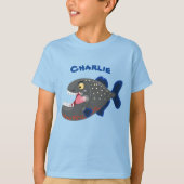 Grapjige piranha cartoon illustratie t-shirt (Voorkant)