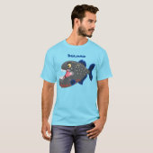 Grapjige piranha cartoon illustratie t-shirt (Voorkant volledig)