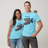 Grapjige piranha cartoon illustratie t-shirt (Unisex)