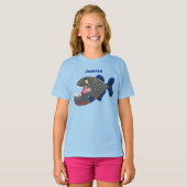 Grapjige piranha cartoon illustratie t-shirt (Voorkant volledig)