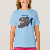 Grapjige piranha cartoon illustratie t-shirt (Voorkant)