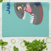 Grapjige piranha cartoon illustratie theedoek (Gevouwen)