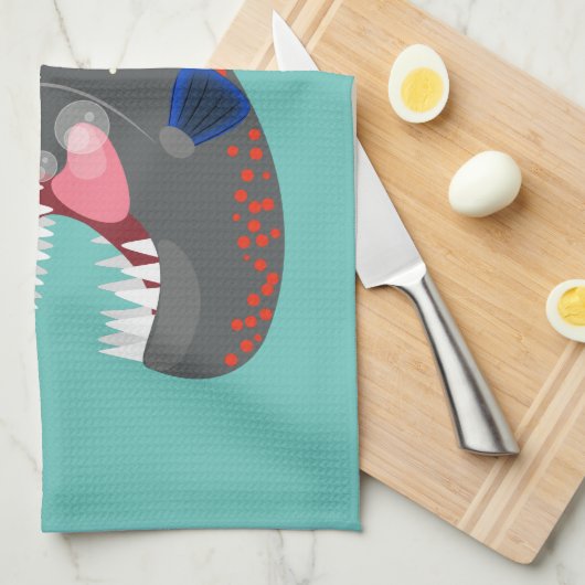 Grapjige piranha cartoon illustratie theedoek (Quarter Fold)