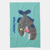Grapjige piranha cartoon illustratie theedoek (Verticaal)