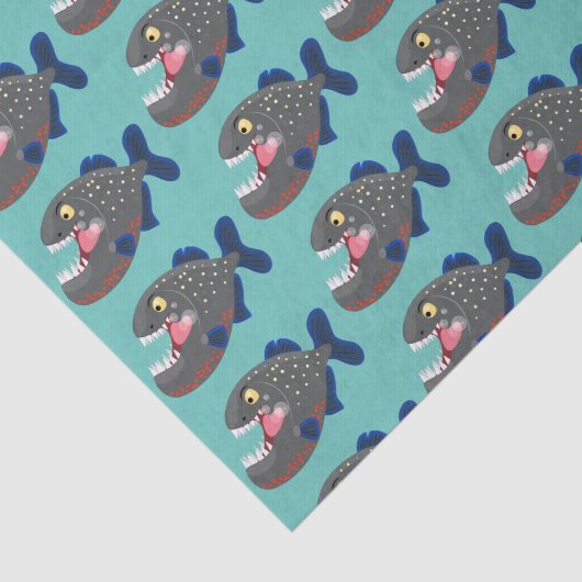 Grapjige piranha cartoon illustratie tissuepapier (Detail)