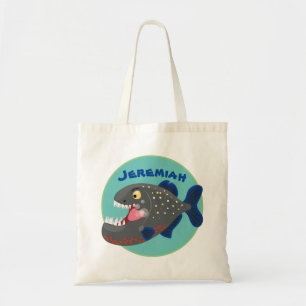 Grapjige piranha cartoon illustratie tote bag