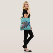 Grapjige piranha cartoon illustratie tote bag (Op model)