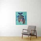 Grapjige piranha cartoon illustratie wandkleed (In situ)