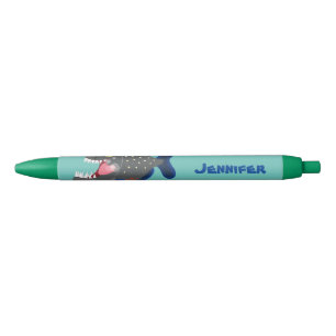 Grapjige piranha cartoon illustratie zwarte inkt pen