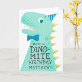 Grapjny Dinosaur Birthday Kaart (Gele Bloem)
