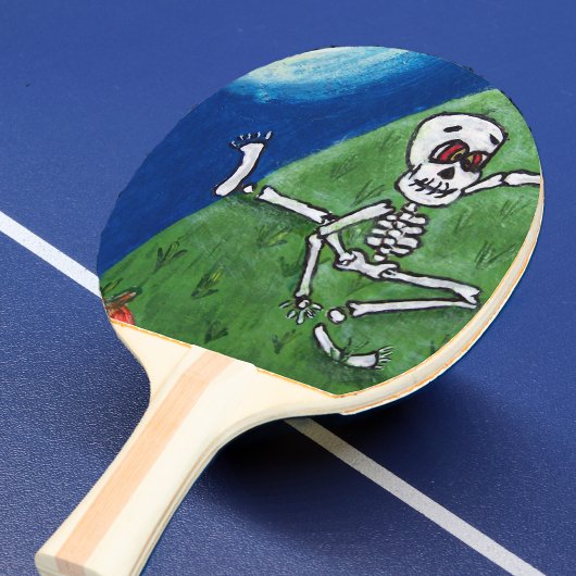 Grapjurkende grappige skeletvleermuis maan Hallowe Tafeltennisbatje