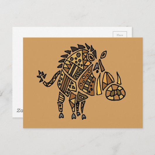 Grapny Artistic Warthog Abstracte Kunst Briefkaart (Voorkant / Achterkant)