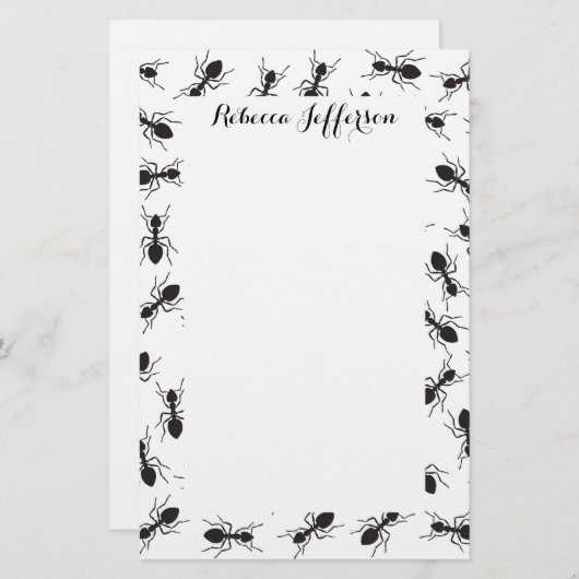 Grapny Black Ants Pattern Briefpapier (Voorkant / Achterkant)