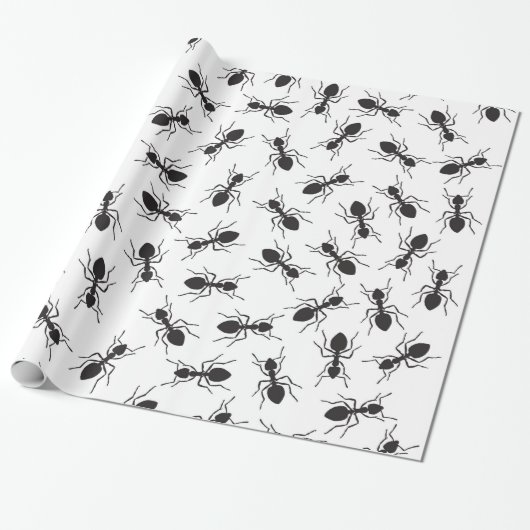 Grapny Black Ants Pattern Cadeaupapier (Uitgerold)