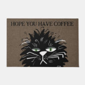 Grapny Black Cat Hope je hebt koffie Welkom Deurmat (Voorkant)