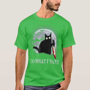 Grapny Black Cat ik doe wat ik wil dat Cat Scary H T-shirt
