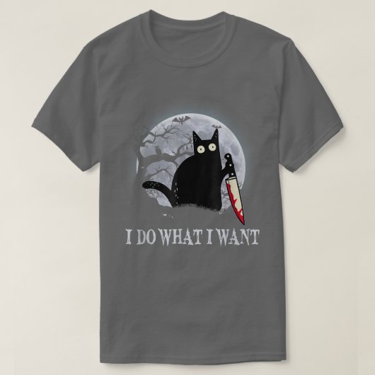 Grapny Black Cat ik doe wat ik wil dat Cat Scary H T-shirt (Design voorkant)