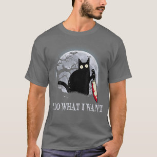 Grapny Black Cat ik doe wat ik wil dat Cat Scary H T-shirt