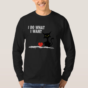 Grapny Black Cat ik doe wat ik wil, gebroken Heart T-shirt