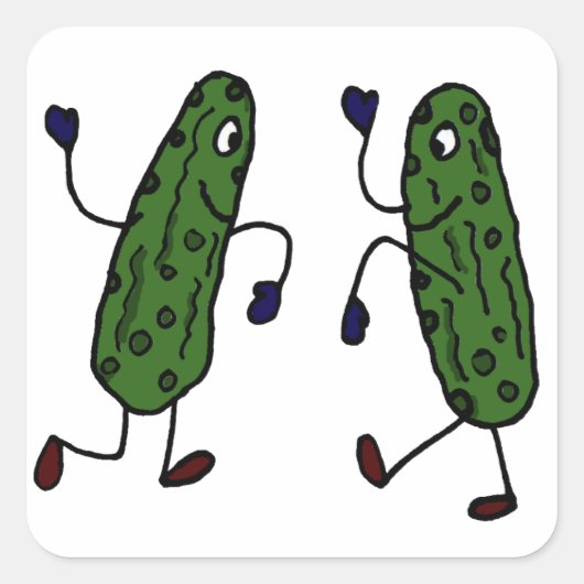 Grapny Dansende Pickles Art Vierkante Sticker (Voorkant)
