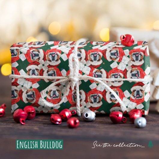 Grapny English Bulldog kerstpattern Cadeaupapier