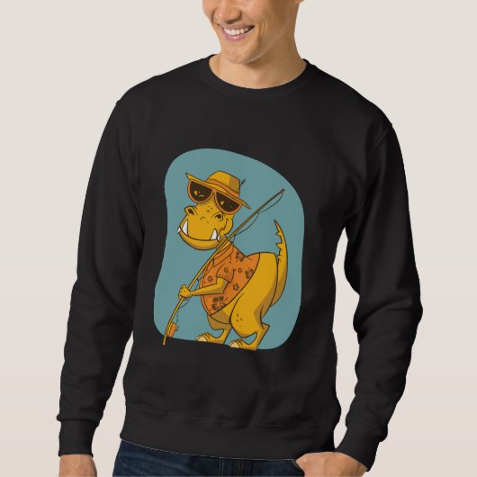 Grapny Fisherman Dinosaur Cartoon Design Trui (Voorkant)