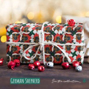 Grapny German Shepherd Kerstpattern Cadeaupapier