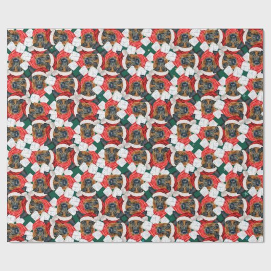 Grapny German Shepherd Kerstpattern Cadeaupapier (Vlak)