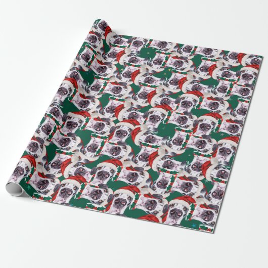 Grapny Great Dane-kerstpattern Cadeaupapier (Uitgerold)