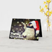 Grapny Happy Santa Penguin & Merry-kerstuniek Kaart (Gele Bloem)