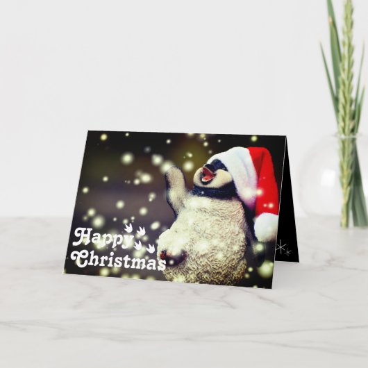 Grapny Happy Santa Penguin & Merry-kerstuniek Kaart (Voorkant)
