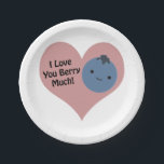 Grapny, ik hou van je Berry Much Cute Kawaii Blueb Papieren Bordje<br><div class="desc">Ik hou veel van je bes!  Funny berry pun en schattige kawaï bosbes.</div>